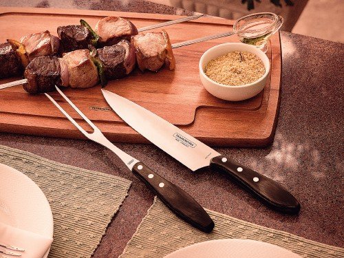 Juego Trinchante Asado Tramontina Acero Inox Castaño 2 Pzas
