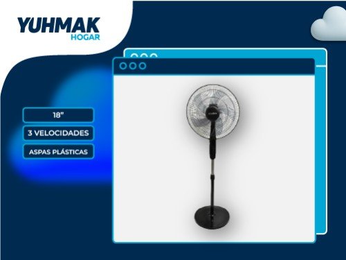 VENTILADOR DE PIE CODINI 18" 5 ASPAS PLASTICO 3 VELOCIDADES NEGRO-V18N