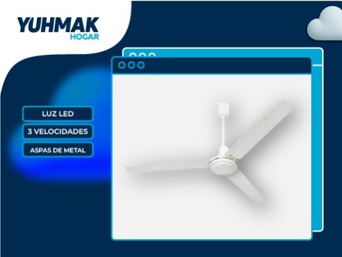 VENTILADOR DE TECHO BUENAYRE 3 PALAS METAL CON LUZ LED BLANCO - 7018