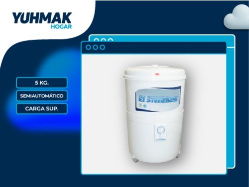 LAVARROPAS STEEL HOME SEMIAUTOMATICO CARGA SUP. 5KG BLANCO - 701100212