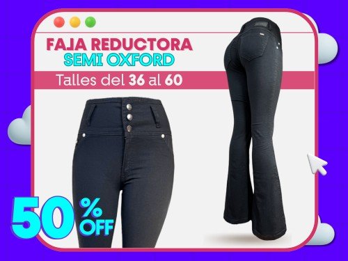 JEAN FAJA REDUCTORA SEMI OXFORD NEGRO