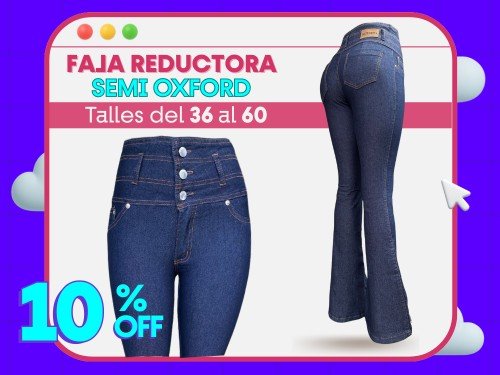 JEAN CON FAJA REDUCTORA SEMI OXFORD AZUL