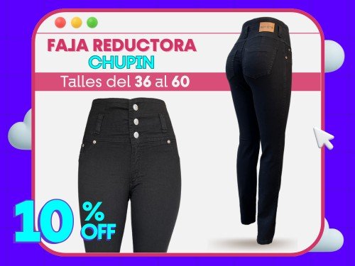 JEAN CON FAJA REDUCTORA NEGRO CHUPIN