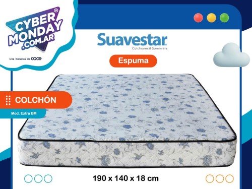 Colchón Espuma 2 Plazas 190x140x18, Mod. Extra BM, Suavestar
