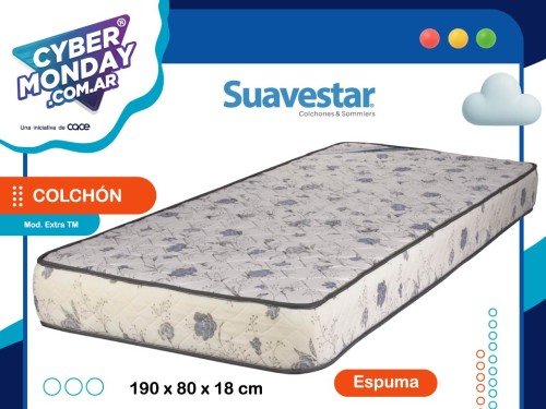 Colchón Espuma 1 Plaza, 190x80x18, Mod. Extra TM, Suavestar