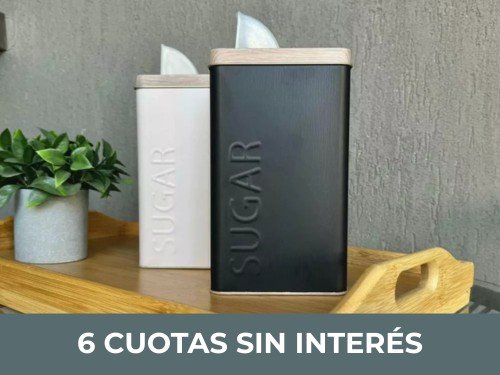 Azucarera Nordica Hojalata con relieve Tapa Simil Bamboo