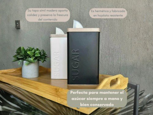 Azucarera Nordica Hojalata con relieve Tapa Simil Bamboo