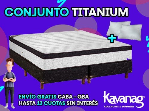 CONJUNTO TITANIUM ESPUMA 60KG DE DENSIDAD QUEEN 160X200 KAVANAG