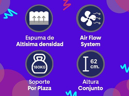 CONJUNTO TITANIUM ESPUMA 60KG DE DENSIDAD QUEEN 160X200 KAVANAG