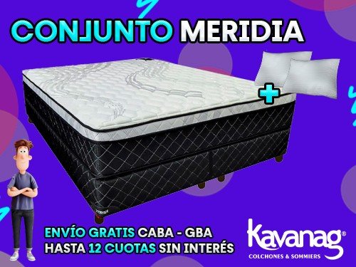 CONJUNTO MERIDIA 45 KG DE DENSIDAD C/EUROPILLOW VISCO  160X200 KAVANAG