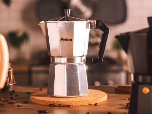 Cafetera Italiana Acero Pulido 600ml Hudson Plateado