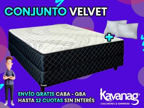 CONJUNTO VELVET ESPUMA 45 KG DE DENSIDAD 2 PLAZAS 140X190 KAVANAG