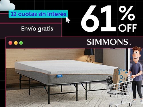 Colchón y Sommier Plegable en Caja Yolo by Simmons 2 Plazas 190x140