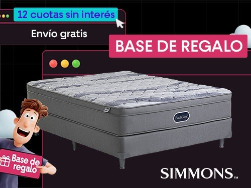 Colchón Simmons BackCare 2 Plazas 190x140 + Base de Regalo