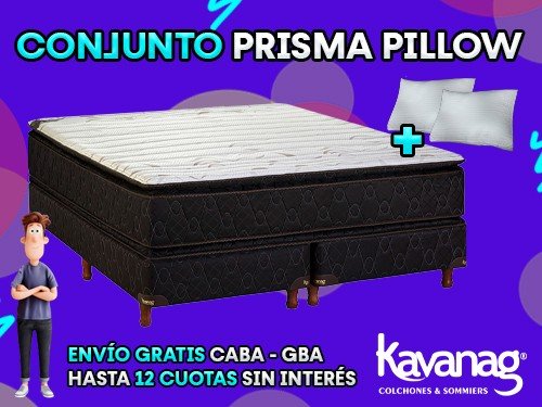 CONJUNTO PRISMA PILLOW RESORTES POCKET-TEJIDO DE PUNTO-200X200 KAVANAG
