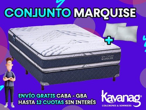 CONJUNTO MARQUISE ESPUMA C/EUROPILLOW VISCO 2 PLAZAS 140X190 KAVANAG