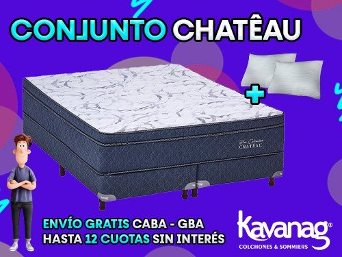 CONJUNTO CHATEAU RESORTES POCKET C/PILLOW TOP- KING 180X200 KAVANAG