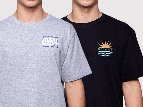 Pack de 2 remeras importadas ONeill hombre Beach NEGRO/GRIS MELANGE