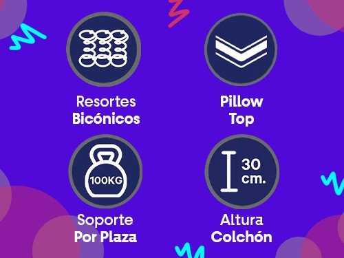 COLCHÓN PACIFIC RESORTES C/PILLOW-T. DE PUNTO-2 PLAZAS 140X190 KAVANAG