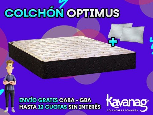 COLCHÓN OPTIMUS RESORTES-TEJIDO DE PUNTO- QUEEN 160X190X28 CM KAVANAG