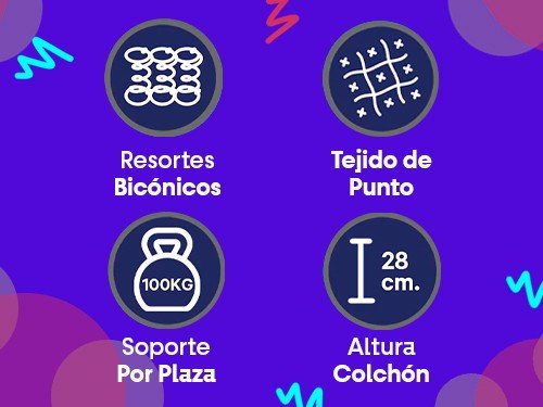 COLCHÓN OPTIMUS RESORTES-TEJIDO DE PUNTO- QUEEN 160X190X28 CM KAVANAG