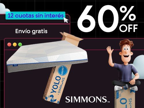 Colchón Simmons en Caja YOLO Pocket Resortes individuales 2 Plazas 190