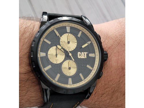 Reloj Caterpillar Sumergible Crono caja de acero malla de cuero hombre