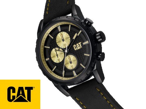 Reloj Caterpillar Sumergible Crono caja de acero malla de cuero hombre