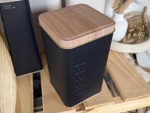 Lata para café nórdica Hojalata con relieve 10x17cm Cocina Alacena