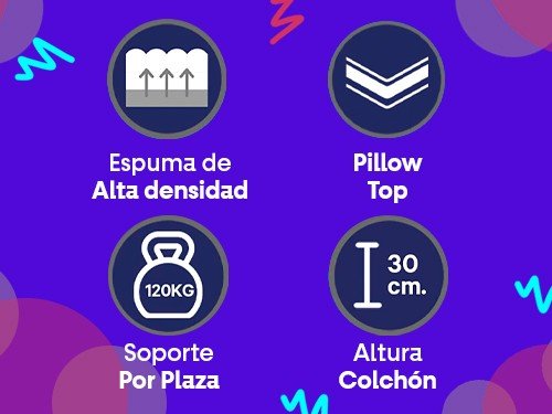 COLCHÓN PARADISE PILLOW ESPUMA ALTA DENSIDAD 2 PLAZAS 140X190 KAVANAG