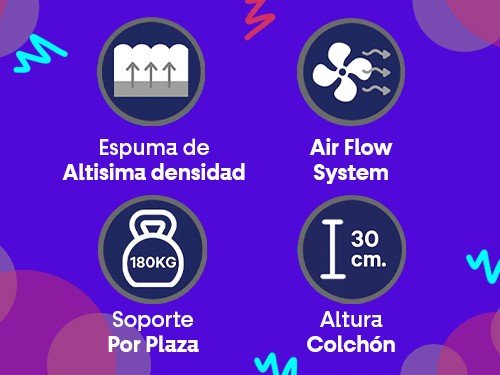 COLCHON TITANIUM ESPUMA 60 KG DE DENSIDAD- 2 PLAZAS 140X190 KAVANAG