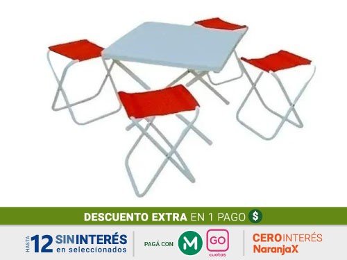 Mesa Descansar C/4 Banquitos Tijera 