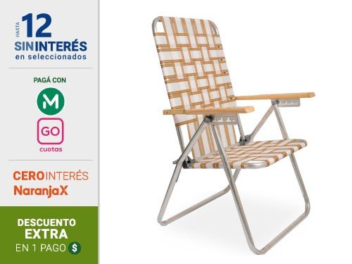 Reposera Plegable Descansar Art. 80001 Caño Aluminio 1"