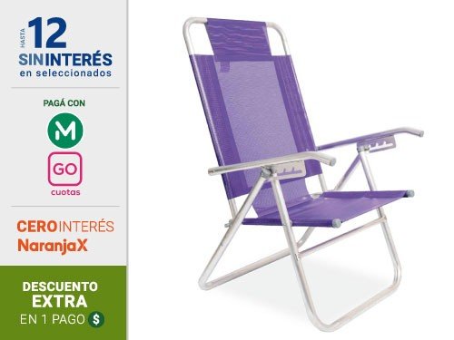 Reposera Playera Alta Descansar Art. 80017 Caño Aluminio 1"