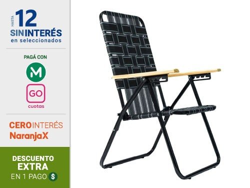 Reposera Plegable Descansar Art. 20002 Caño Negro 1"