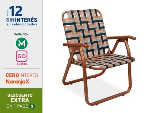 Sillon Plegable Descansar Art. 80049 Caño Aluminio Cobre 1 1/4"