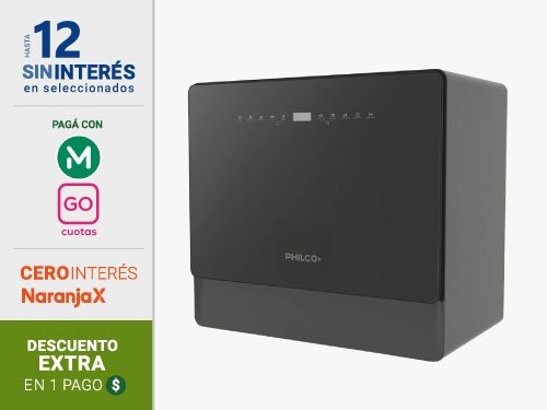Lavavajillas Sobre Mesada Philco PHLJ05N 5 Cubiertos Negro