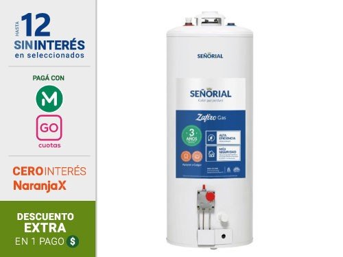 Termotanque Señorial 85Lts M-Gas Linea Zafiro TSZ85 C/Sup