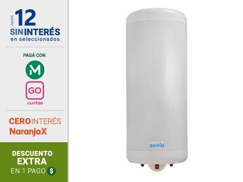 Termotanque Escorial 90Lts Electrico C/Inf. De Colgar Blanco