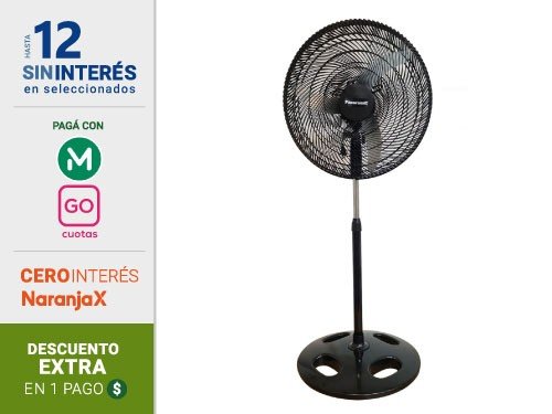 Ventilador De Pie Panoramic PAVP20PM 20" 3 En 1 Negro