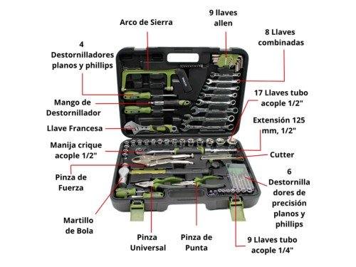 Set De Herramientas Manuales 74 Piezas Philco Sh78p