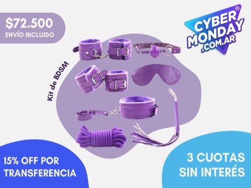 Kit de BDSM 8 Piezas (Esposas,Tobilleras,etc.) Rojo Rosa Violeta Negro