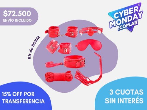 Kit de BDSM 8 Piezas (Esposas,Tobilleras,etc.) Rojo Rosa Violeta Negro