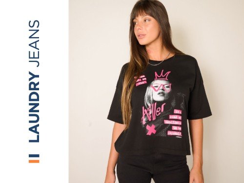 REMERA LAUNDRY MANGA CORTA CROP EST MOSS