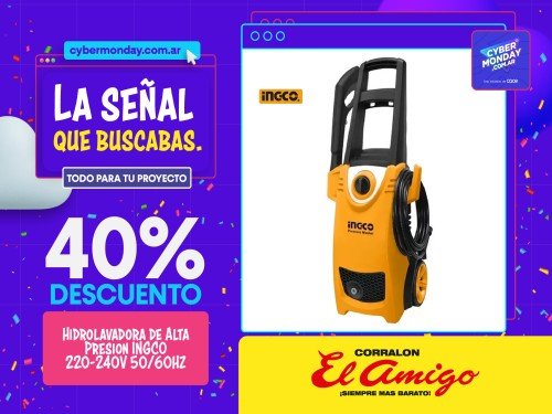 Hidrolavadora de Alta Presion INGCO 220-240V 50/60HZ HPWR20001