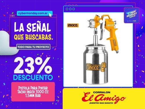 Pistola Para Pintar Tacho Ingco 1000 Cc 1.5mm Bar