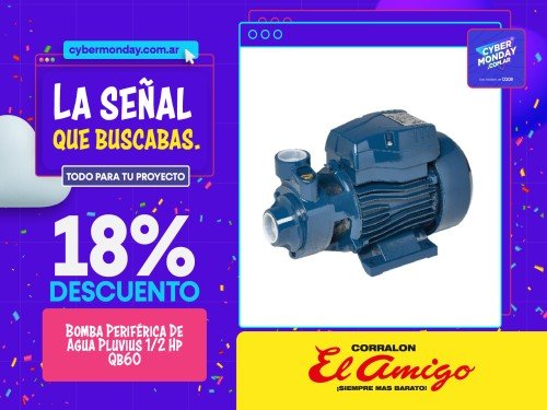 Bomba Periférica De Agua Pluvius 1/2 Hp Qb60