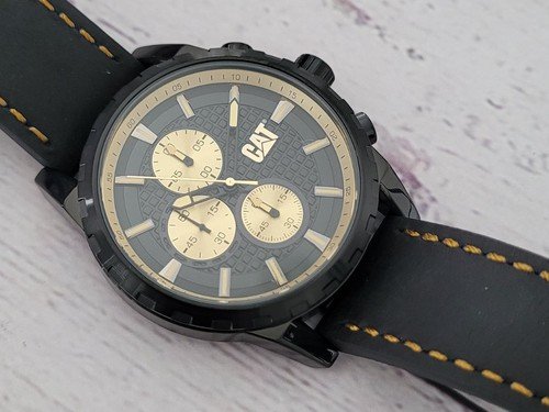 Reloj Caterpillar Sumergible Crono caja de acero malla de cuero hombre