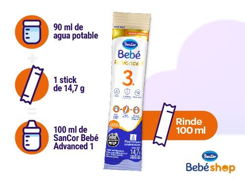 SANCOR BEBE 3+ ADV STICKS (BOLSA 60X15G)