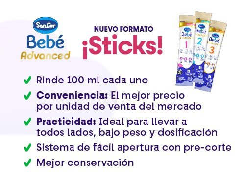SANCOR BEBE 3+ ADV STICKS (BOLSA 60X15G)